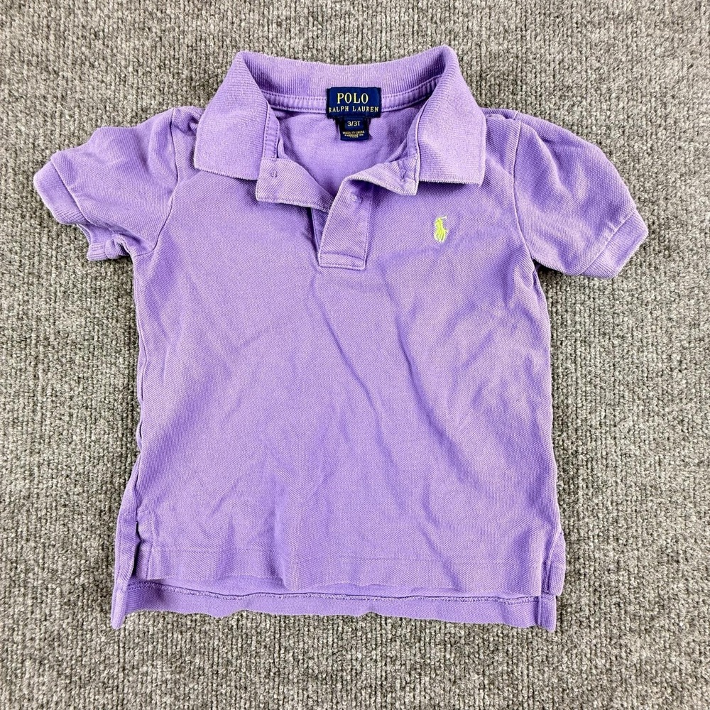 Polo Ralph Lauren Polo Shirt Girls 3T Purple Short Sleeve Cotton Logo Casual